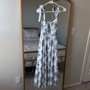 Altar'd State Blue and White Midi Dress